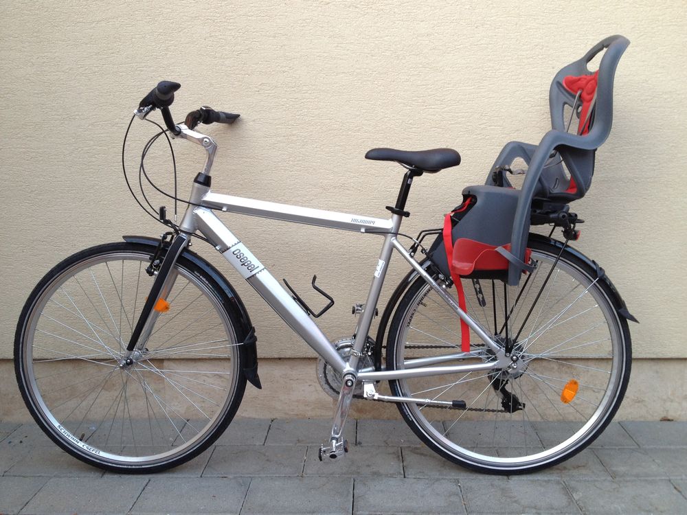 Row of rental bikes ready for guests